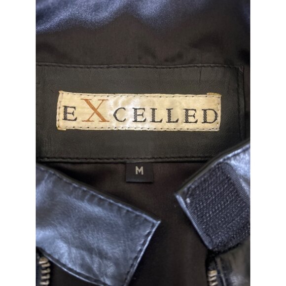 EXCELLED Womens Black Leather Moto Jacket Zippered Pockets & Sleeve Sz M NWT - Picture 6 of 15